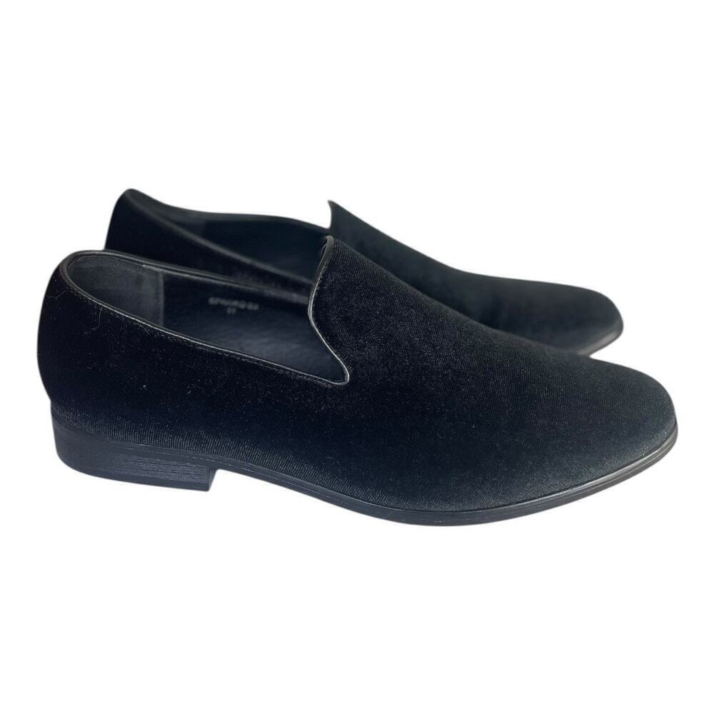 Enzo Romeo Men’s Black Velvet Slip On Dress Loafers Size 11